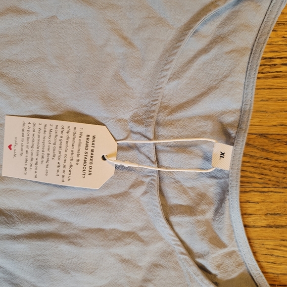 NWT Powder blue linen like feel maxi dress short sleeve pockets high neck - Picture 3 of 4